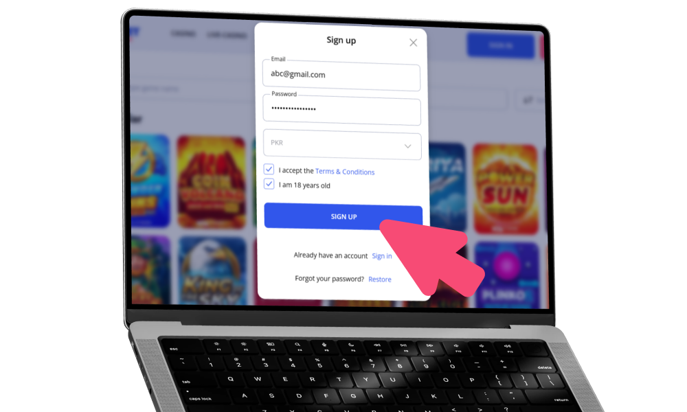 Confirm registration process at Glory Casino