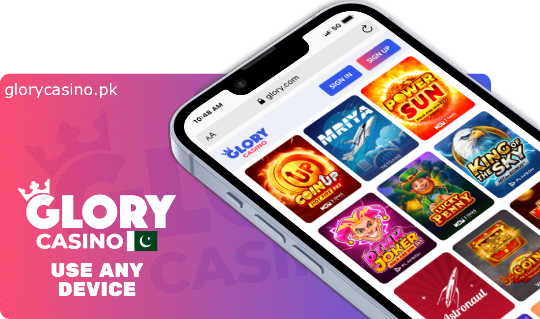 Apps for Pakistani mobile players by Glory Casino
